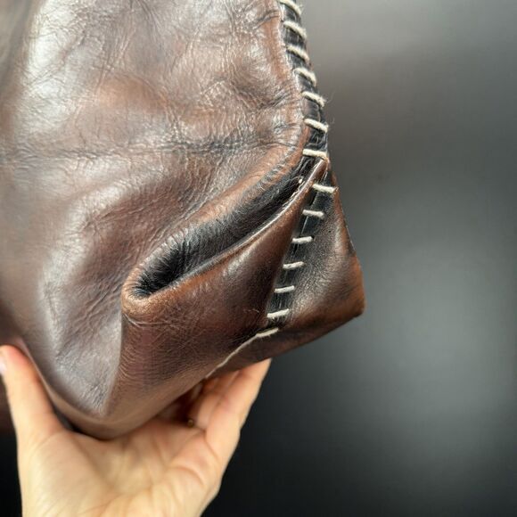 EUC Bed Stu Large Tote Handbag Shoulder Bag Brew Brown Leather Stitched - Picture 5 of 10